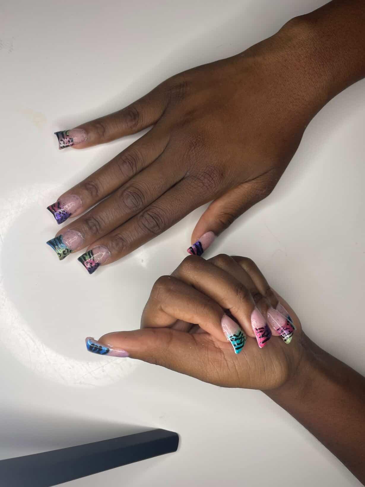 Colorful animal print nails