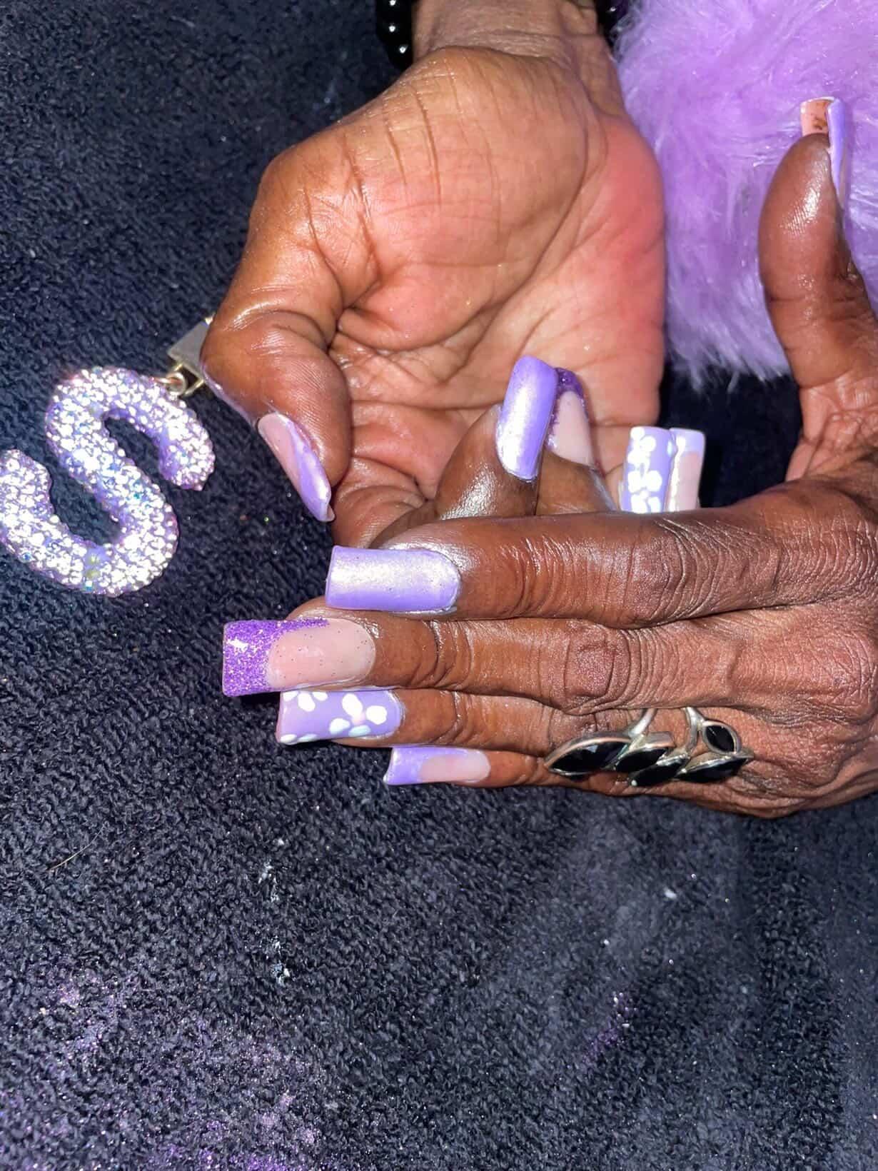 Purple glitter nail set